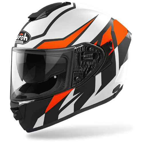 Airoh ST.501 Frost casco integrale bianco, nero e arancio opaco, tre quarti anteriore sinistra