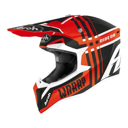 Airoh Wraap Broken Arancio Opaco – Casco Cross Enduro HRT ECE 22.05
