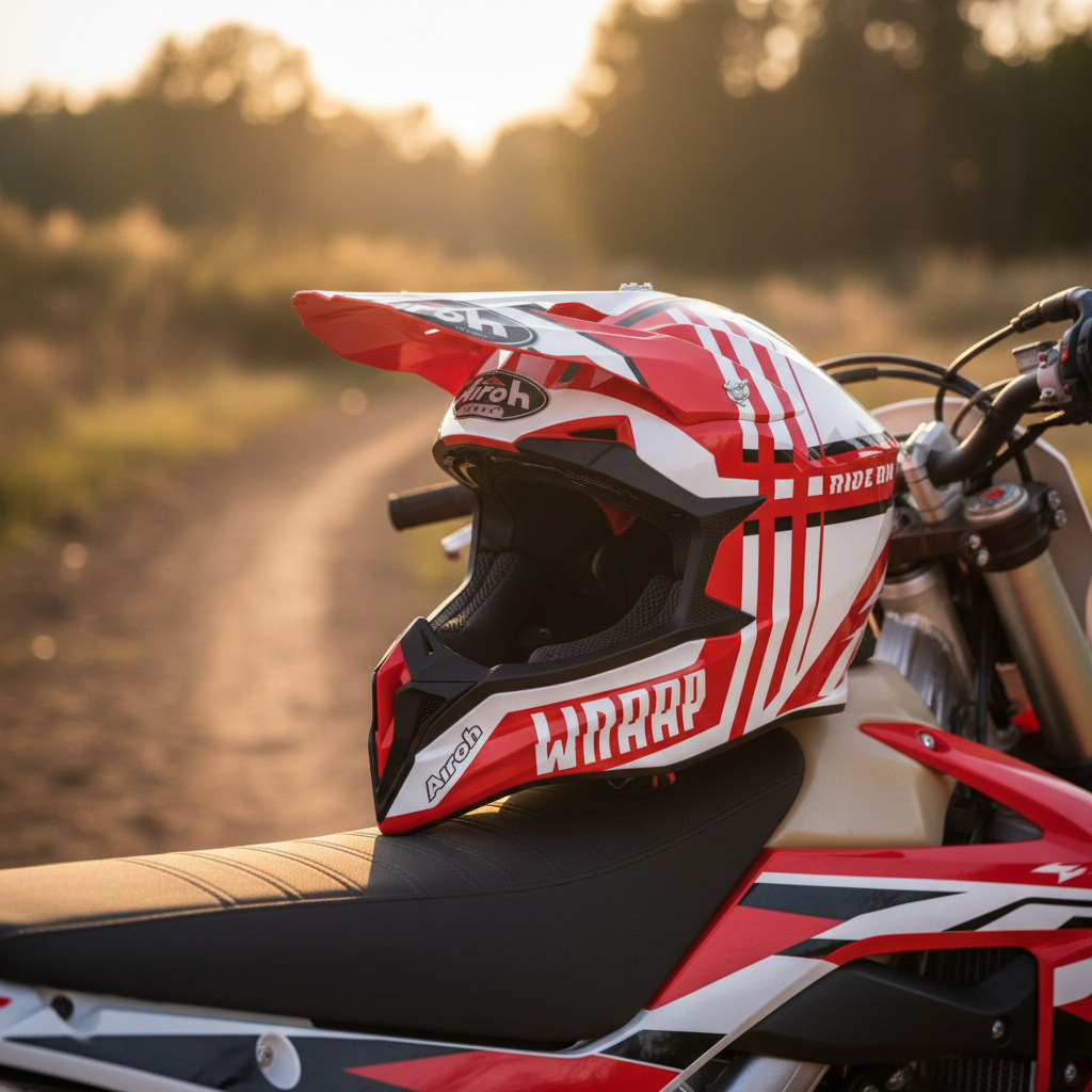 Airoh Wraap Broken Casco Cross Rosso Lucido HRT ECE 22.05