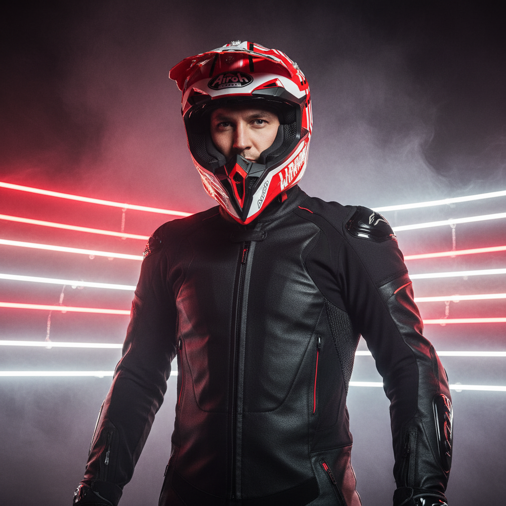 Airoh Wraap Broken Casco Cross Rosso Lucido HRT ECE 22.05