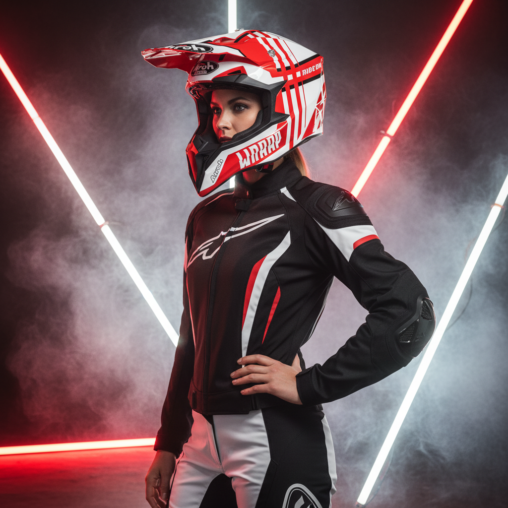 Airoh Wraap Broken Casco Cross Rosso Lucido HRT ECE 22.05