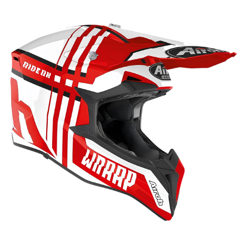 Airoh Wraap Broken Casco Cross Rosso Lucido HRT ECE 22.05