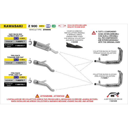 Arrow 11004MI Protezione Paracalore Fibra di Carbonio – Kawasaki Z 900 / Z 900 E / Z 900 A2 - Moon Bike - Vista 4