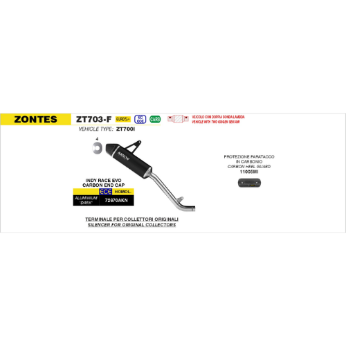 Arrow 11005MI Protezione Paracalore Fibra di Carbonio – CF Moto 450 MT (2024-2026) / Zontes ZT703-F - Moon Bike - Vista 3
