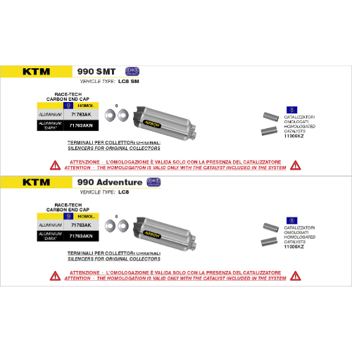 Arrow 11006KZ Kit Catalizzatori Omologati Acciaio Inox – Ducati 848 / 1098 / 1198 / KTM 990 Scarichi - Moon Bike - Vista 3