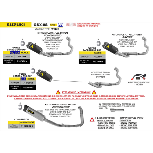 Komplett-Kit Works Titan mit Carbon-Endkappe für Suzuki GSX-8S 2023/2024 - Arrow (71979PK)