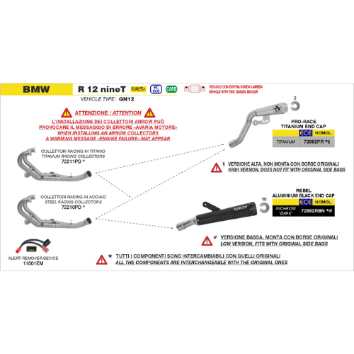 Arrow 72682RBN Terminale Rebel Acciaio Nichrom Dark – BMW R 12 nineT (2025-2026)