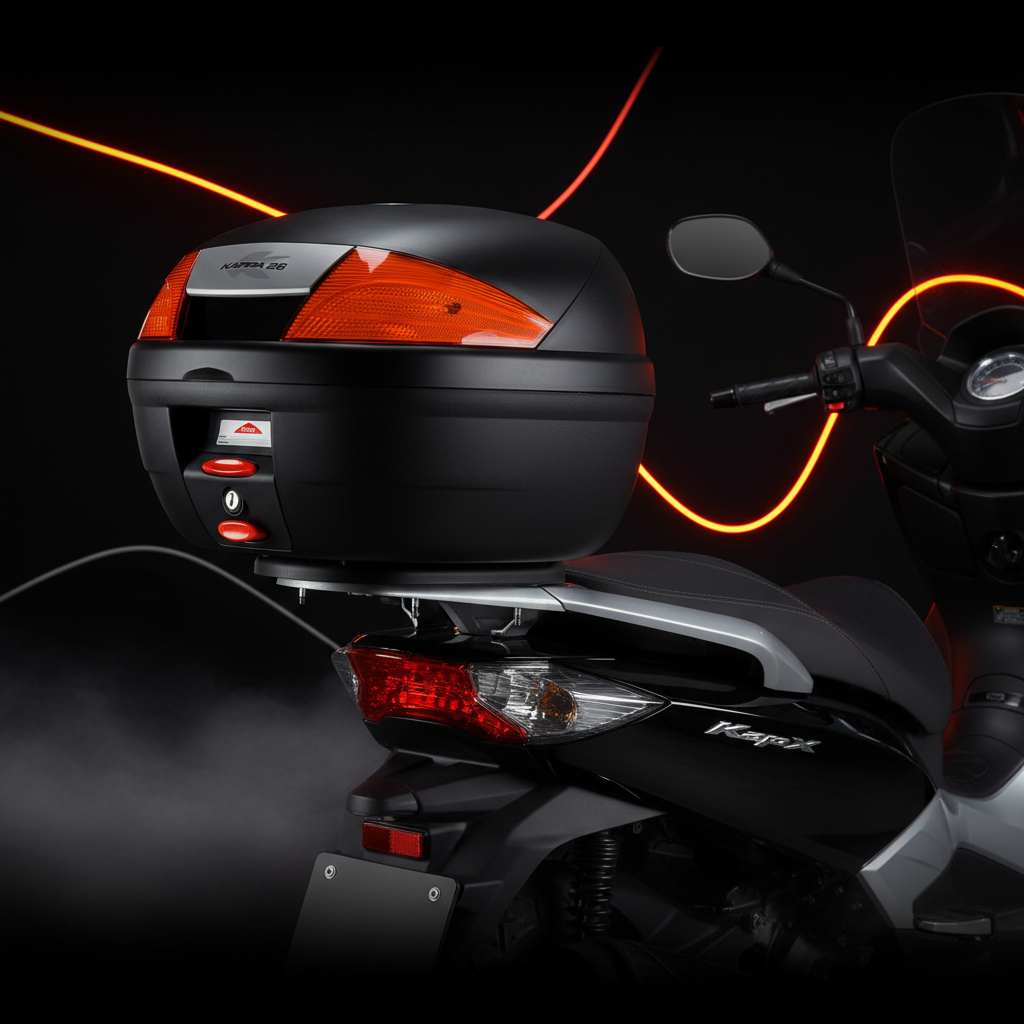 Bauletto Kappa K26N Monolock 26L Nero Goffrato Impermeabile con Piastra K628 – Moto e Scooter Bauletti - Moon Bike - Vista 6