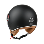 Visiera Corta, Interno Marrone Bayard XP-14 Nova Nero Opaco Casco Jet ECE 22.06, articolo 168405 — Moon Bike
