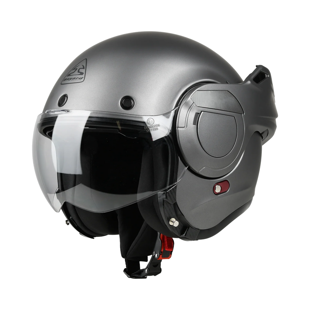 Flip-Back 180° Bayard XP-77 S Phoenix Grigio Scuro Casco Modulare ECE 22.06 P/J, articolo 168426 — Moon Bike