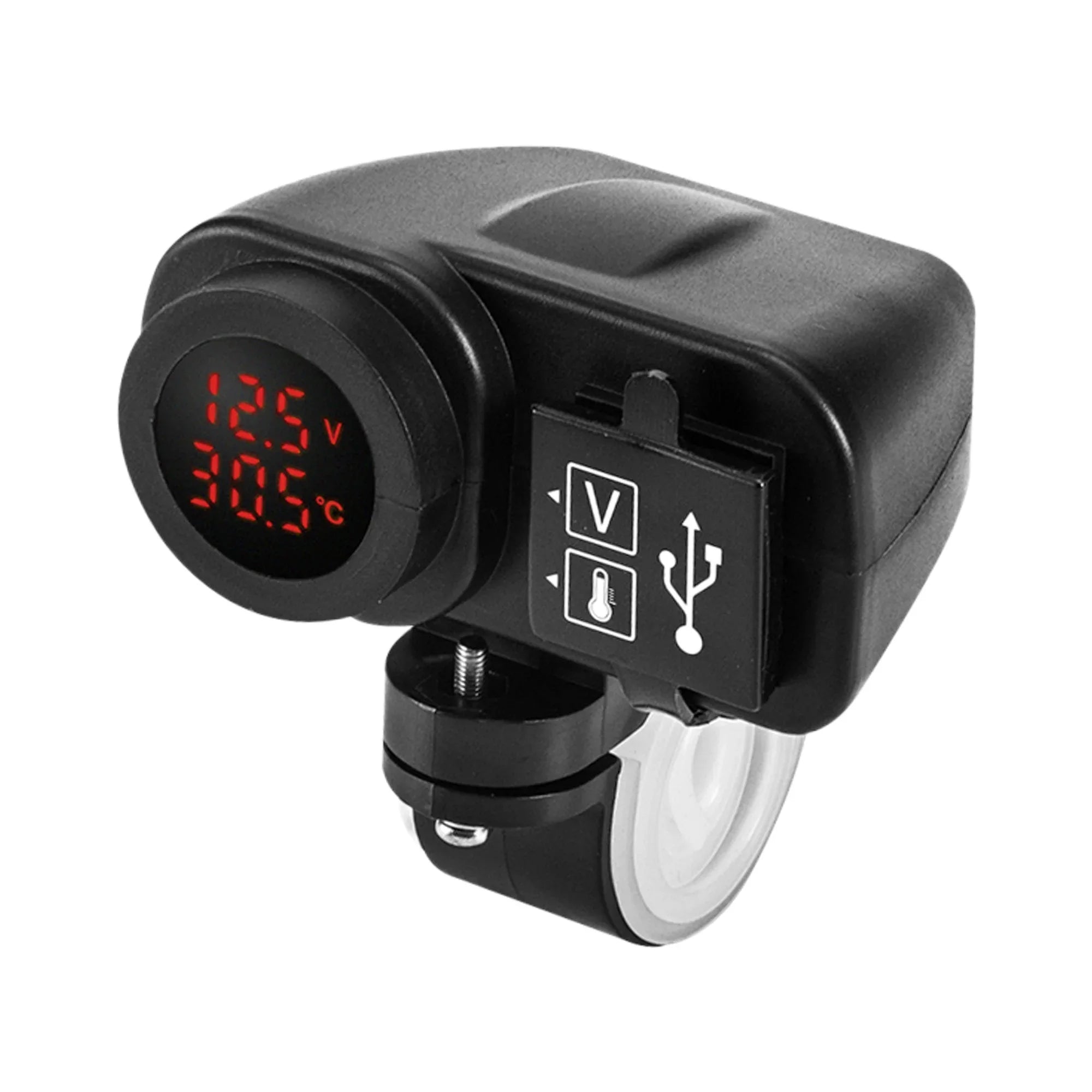 Booster Alimentazione USB (2) + Temperatura + Voltaggio Alimentazione Elettrica Moto
