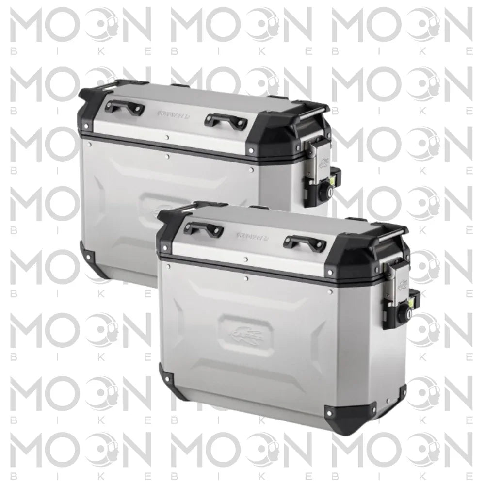 Kappa Moto Coppia Valigie Laterali Kappa K'Voyager KVG3733APACK2 Alluminio 37+33 Litri – MONOKEY® CAM SIDE Alluminio naturale Stoccaggio e carico per veicoli - Moon Bike - Vista 1