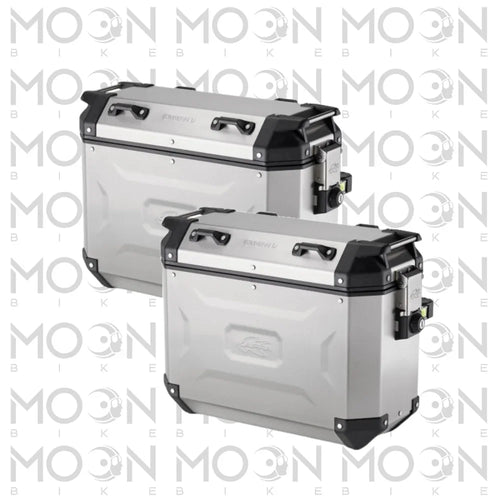 Kappa Moto Coppia Valigie Laterali Kappa K'Voyager KVG3733APACK2 Alluminio 37+33 Litri – MONOKEY® CAM SIDE Alluminio naturale Stoccaggio e carico per veicoli - Moon Bike - Vista 1
