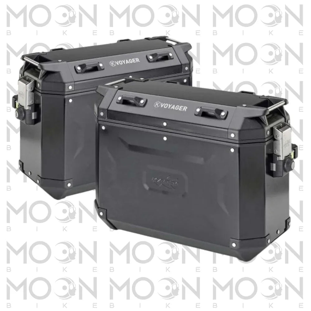 Kappa Moto Coppia Valigie Laterali Kappa K'Voyager KVG37BPACK2 Alluminio Nero 37+37 Litri – MONOKEY® CAM SIDE Nero Stoccaggio e carico per veicoli - Moon Bike - Vista 1