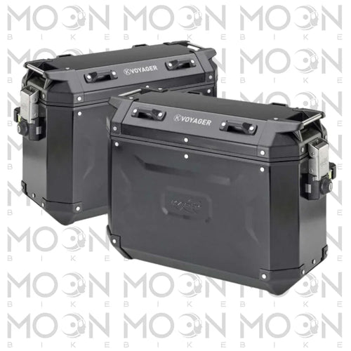 Kappa Moto Coppia Valigie Laterali Kappa K'Voyager KVG37BPACK2 Alluminio Nero 37+37 Litri – MONOKEY® CAM SIDE Nero Stoccaggio e carico per veicoli - Moon Bike - Vista 1