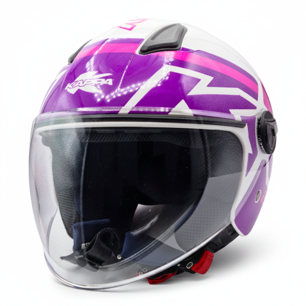 Casco Demi-Jet Kappa KV28R Join Bianco/Viola - Moon Bike - Vista 2