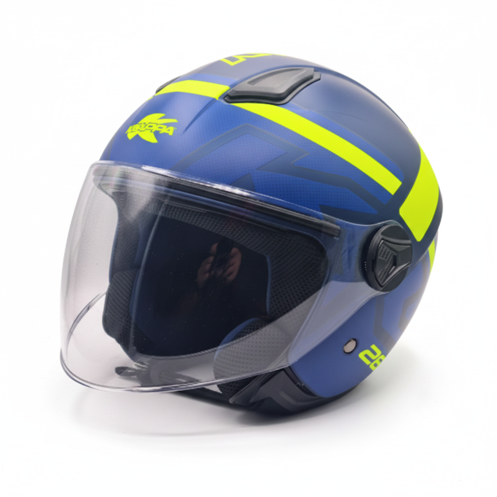 Casco Demi-Jet Kappa KV28R Join Blu Opaco/Giallo - Moon Bike - Vista 2
