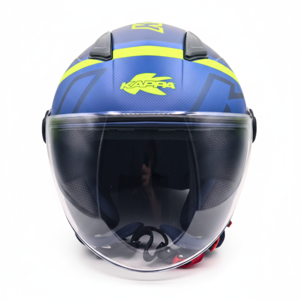 Casco Demi-Jet Kappa KV28R Join Blu Opaco/Giallo - Moon Bike - Vista 3