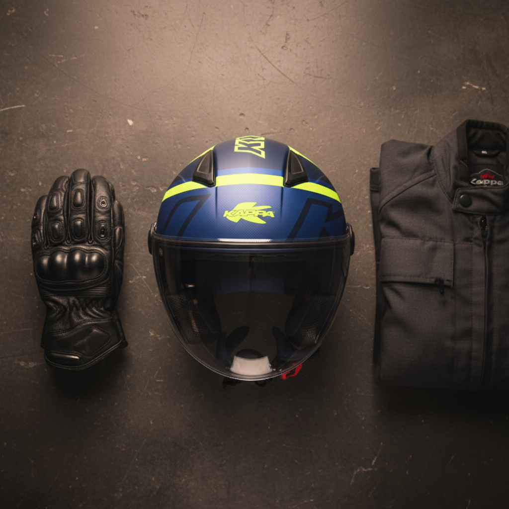 Casco Demi-Jet Kappa KV28R Join Blu Opaco/Giallo - Moon Bike - Vista 5