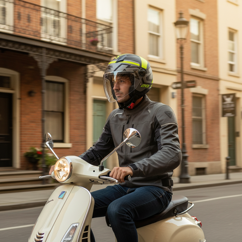Casco Demi-Jet Kappa KV28R Join Nero/Titanio/Giallo - Moon Bike - Vista 10