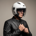 Casco Demi-Jet Kappa KV57 Basic Bianco Lucido con Doppia Visiera - Moon Bike - Vista 6