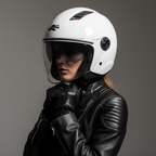 Casco Demi-Jet Kappa KV57 Basic Bianco Lucido con Doppia Visiera - Moon Bike - Vista 7