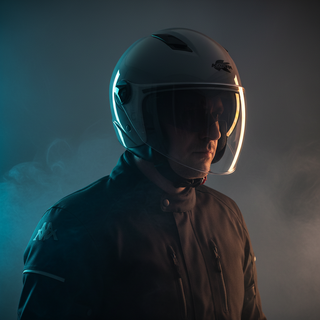 Casco Demi-Jet Kappa KV57 Basic Grigio Lucido con Doppia Visiera - Moon Bike - Vista 7