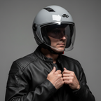 Casco Demi-Jet Kappa KV57 Basic Grigio Lucido con Doppia Visiera - Moon Bike - Vista 5