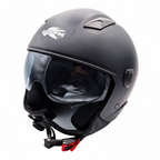 Casco Demi-Jet Kappa KV58 Basic Nero Opaco con Visierino Fumè - Moon Bike - Vista 2