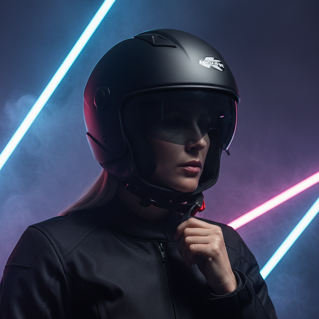 Casco Demi-Jet Kappa KV58 Basic Nero Opaco con Visierino Fumè - Moon Bike - Vista 8