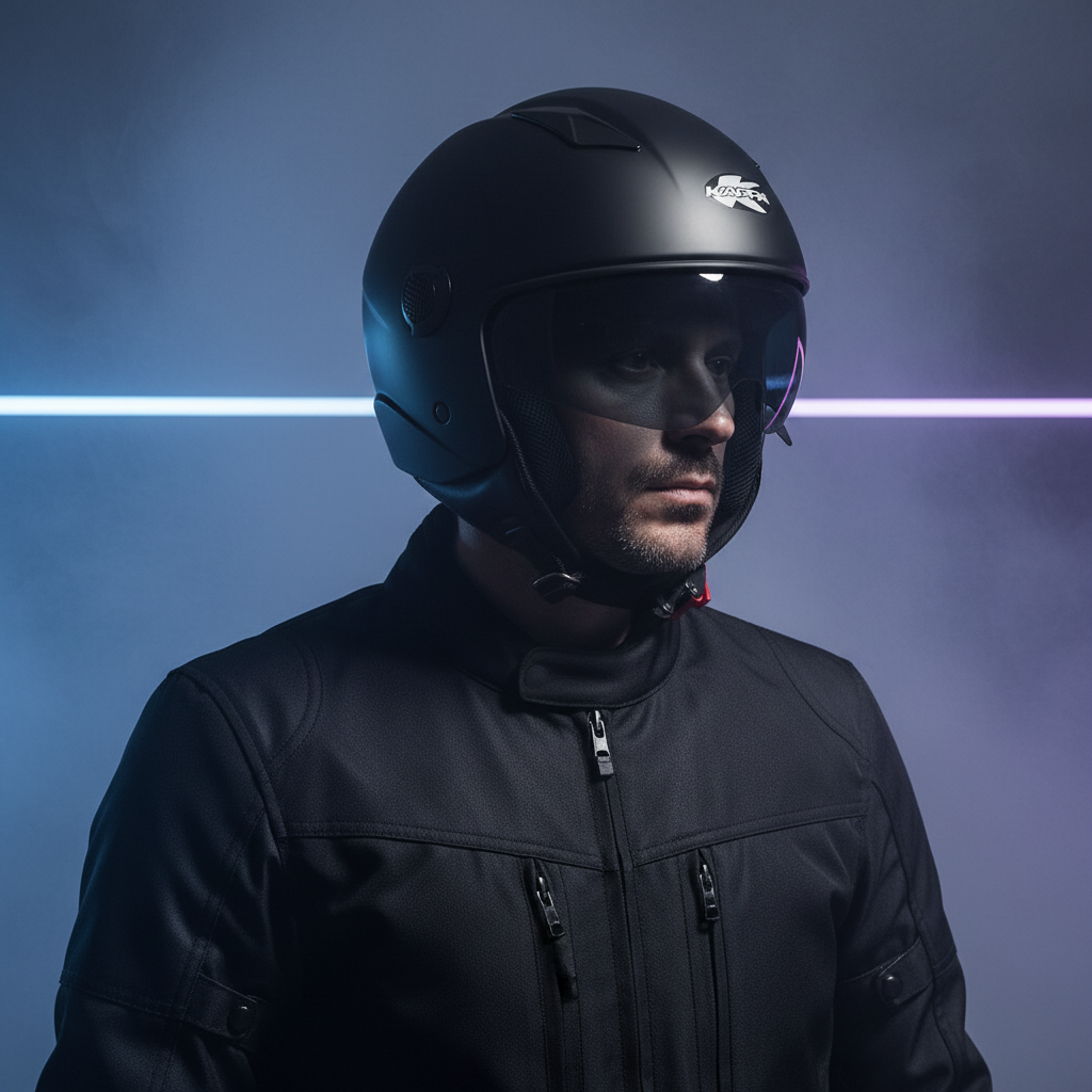 Casco Demi-Jet Kappa KV58 Basic Nero Opaco con Visierino Fumè - Moon Bike - Vista 9