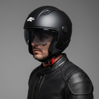 Casco Demi-Jet Kappa KV58 Basic Nero Opaco con Visierino Fumè - Moon Bike - Vista 6