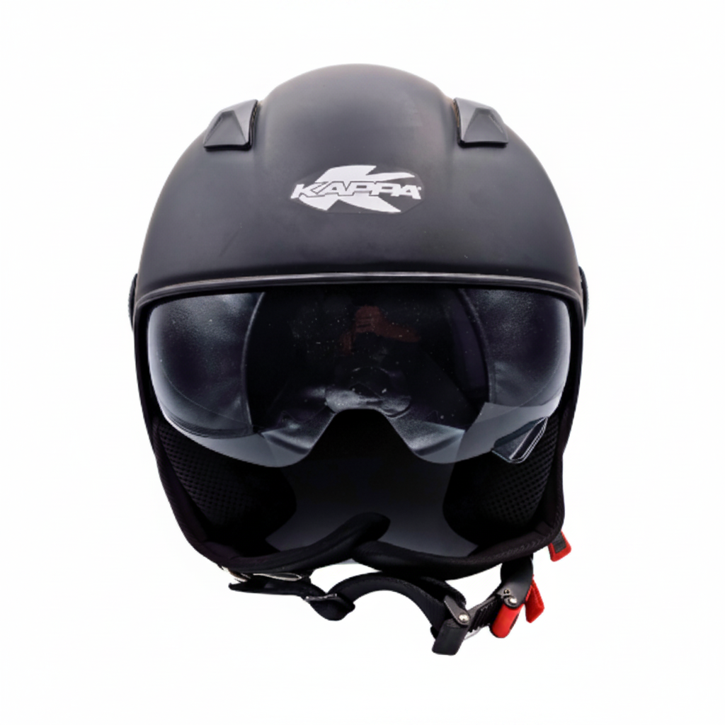 Casco Demi-Jet Kappa KV58 Basic Nero Opaco con Visierino Fumè - Moon Bike - Vista 3