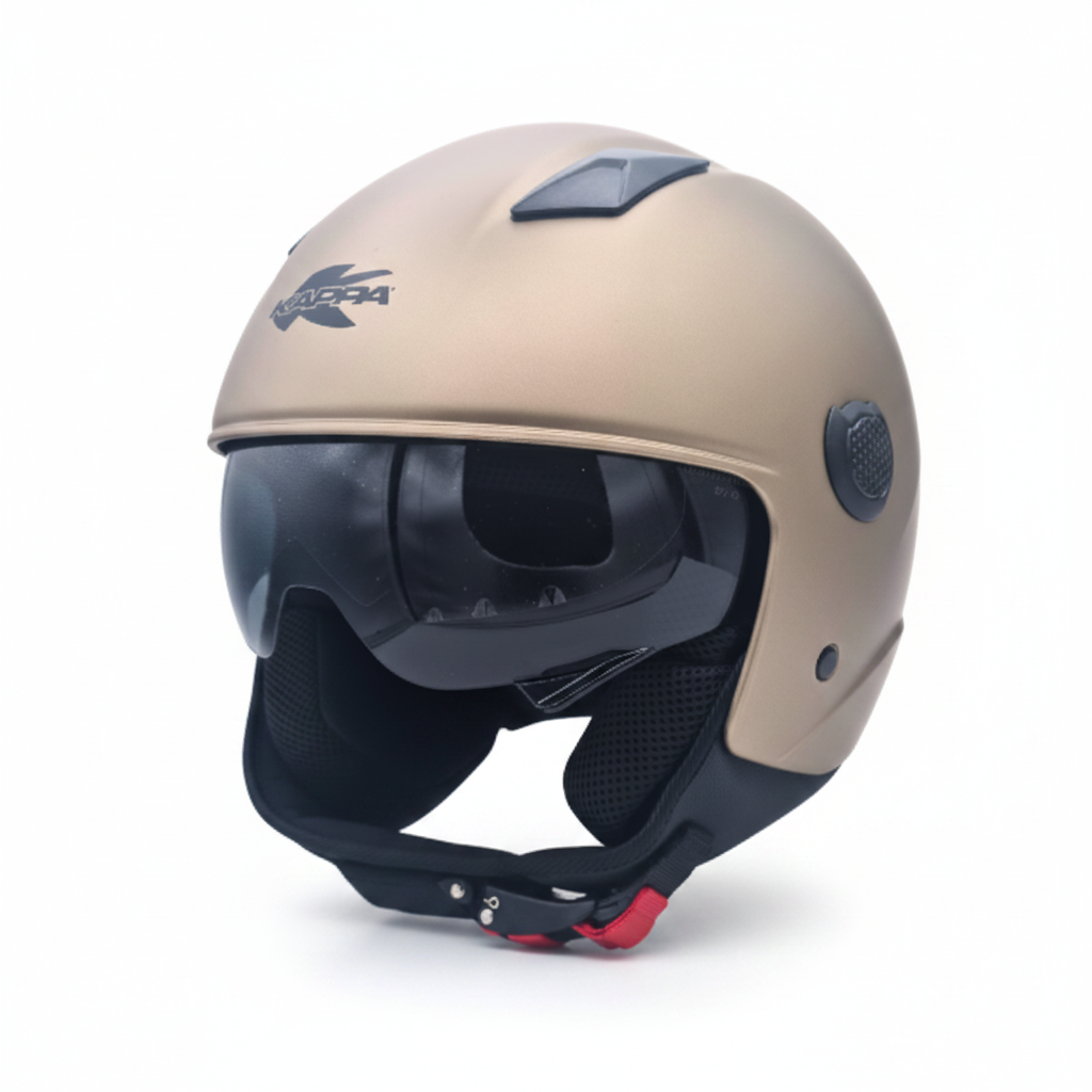 Casco Demi-Jet Kappa KV58 Basic Nichel Opaco con Visierino Fumè - Moon Bike - Vista 2