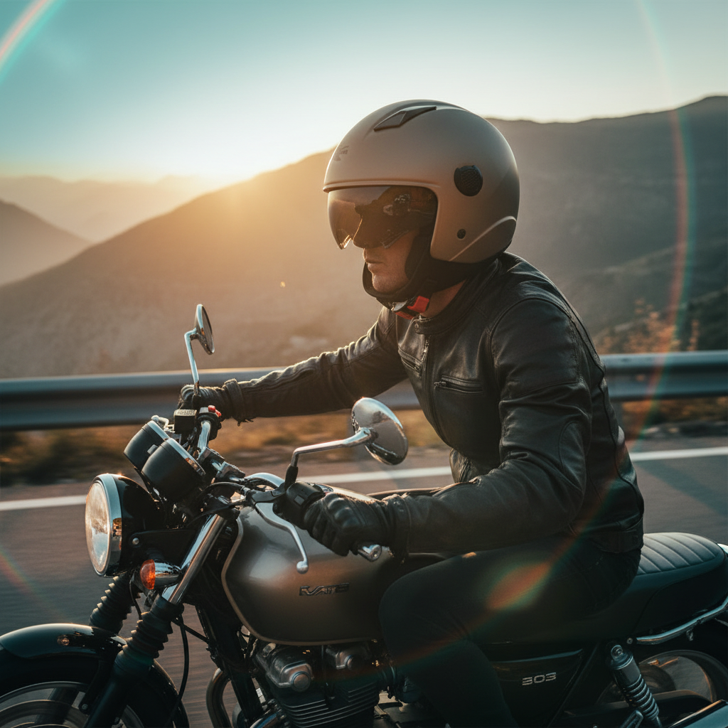 Casco Demi-Jet Kappa KV58 Basic Nichel Opaco con Visierino Fumè - Moon Bike - Vista 10