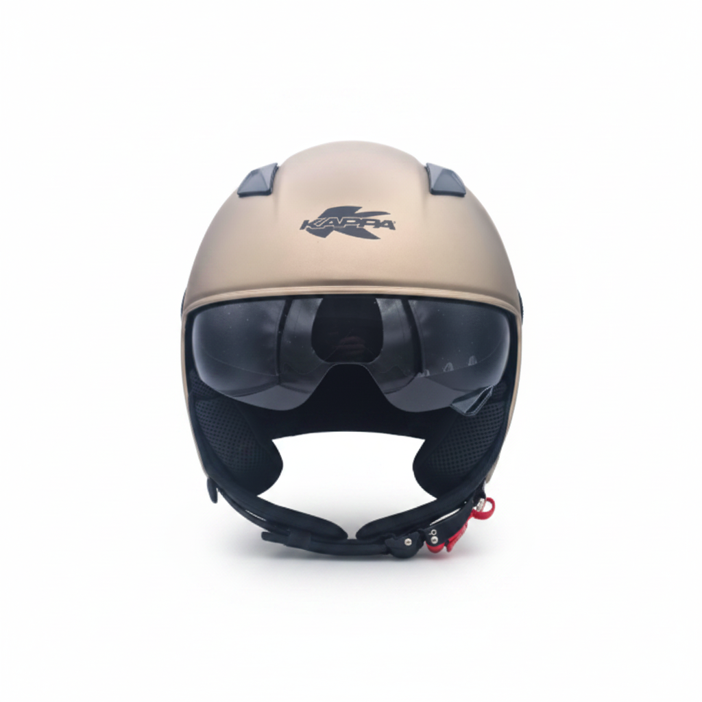 Casco Demi-Jet Kappa KV58 Basic Nichel Opaco con Visierino Fumè