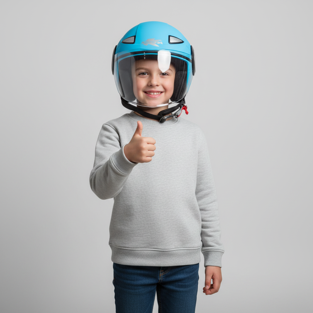 Casco Jet Junior Kappa KJ05 Azzurro Pastello - Moon Bike - Vista 11