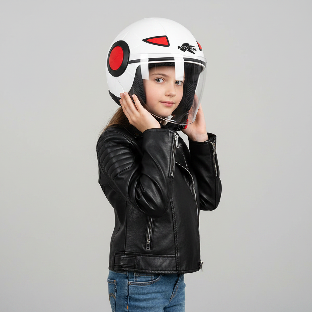 Casco Jet Junior Kappa KJ05 Bianco Lucido - Moon Bike - Vista 10