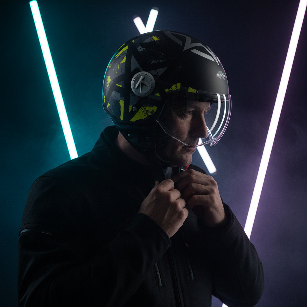 Casco Jet Kappa KV20F Rio Camouflage su Nero Opaco - Moon Bike - Vista 11
