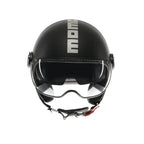 MOMODESIGN FGTR EVO E2206 Casco Jet Nero Opaco Argento – Doppia Visiera Omologato ECE 22.06