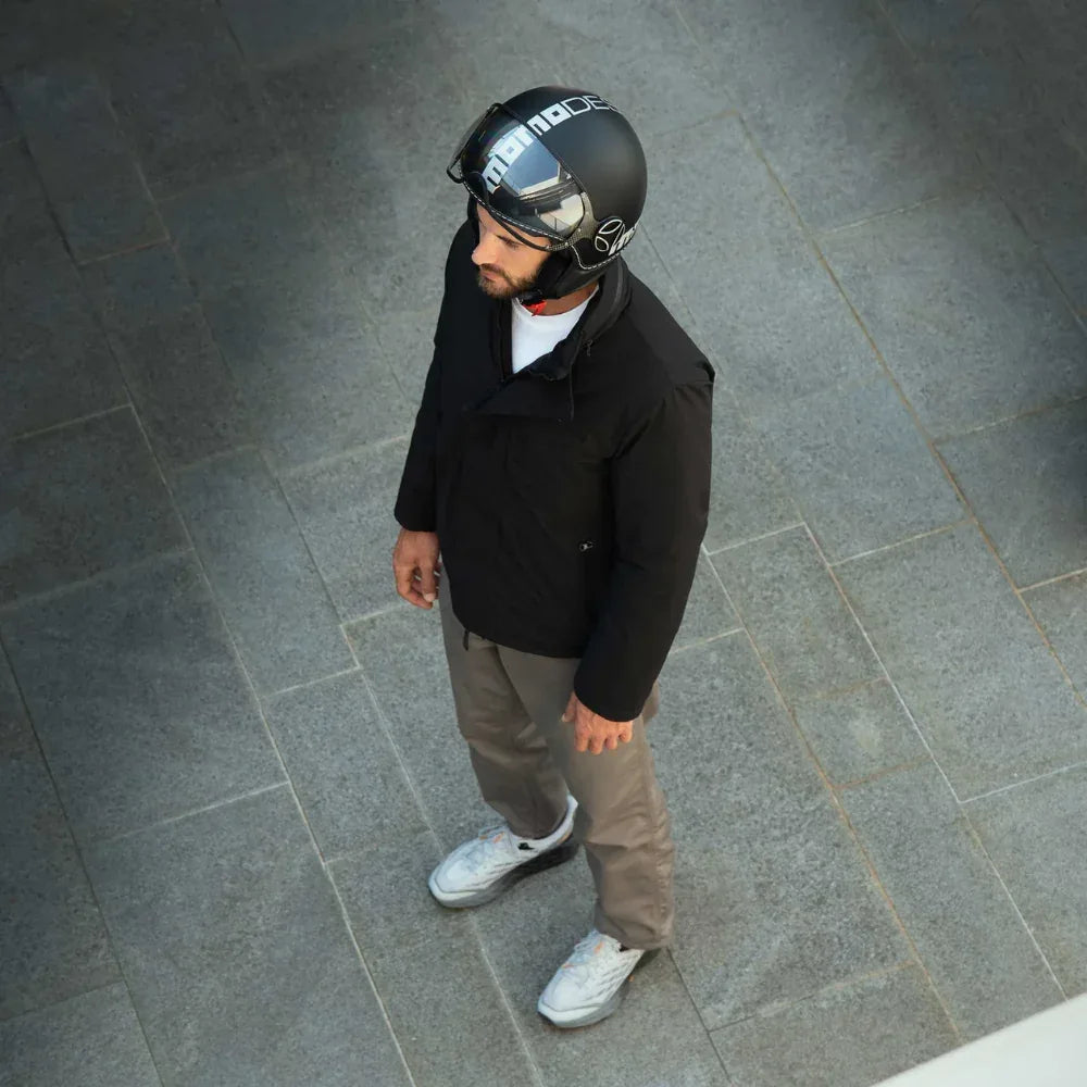 MOMODESIGN FGTR EVO E2206 Casco Jet Nero Opaco Argento – Doppia Visiera Omologato ECE 22.06