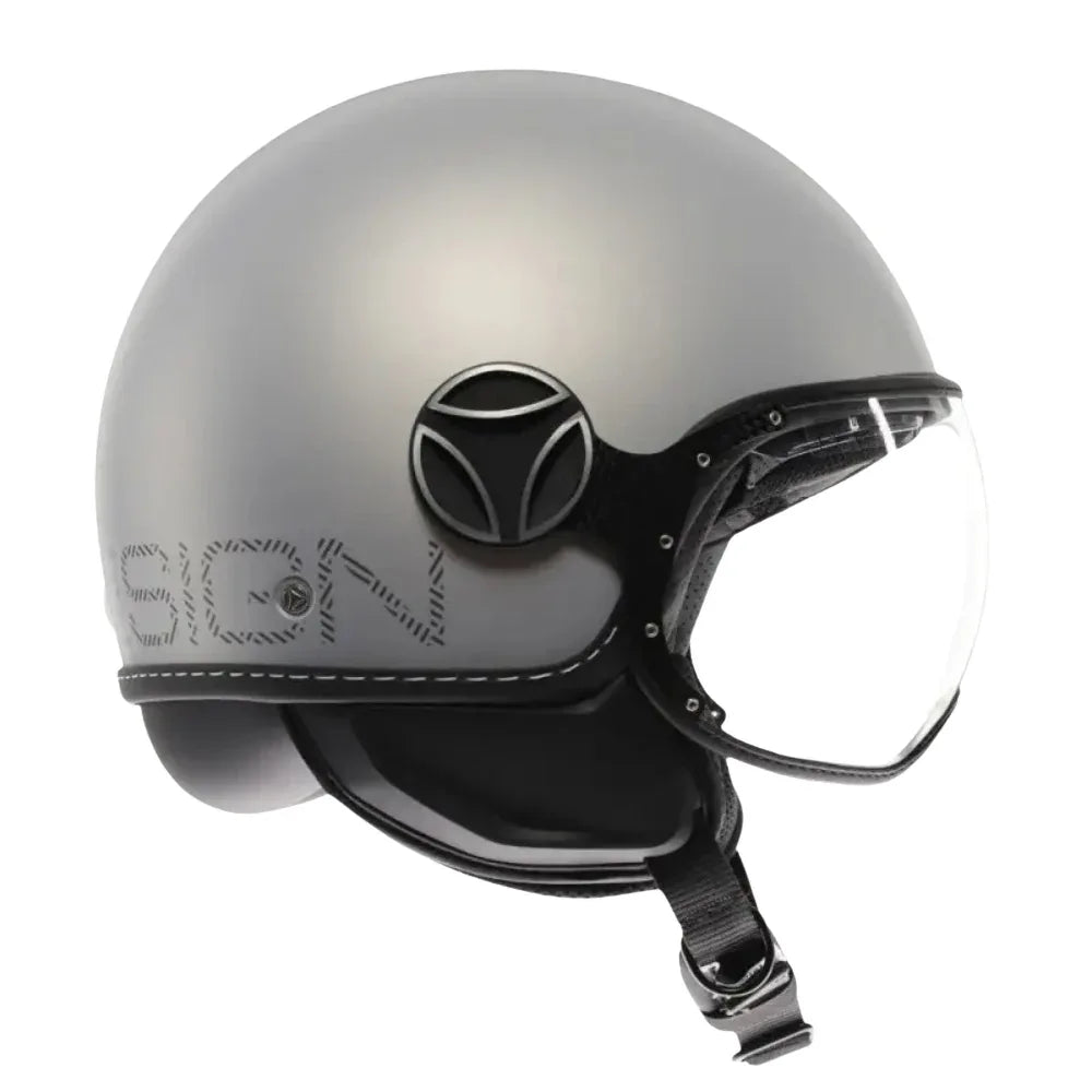 Momo Design FGTR EVO HIP E2206 Casco Jet Grigio Opaco Ceruleo – Doppia Visiera