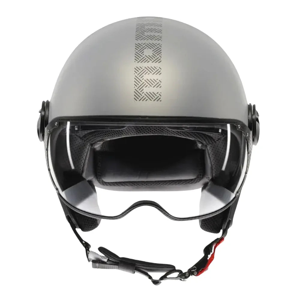 Momo Design FGTR EVO HIP E2206 Casco Jet Grigio Opaco Ceruleo – Doppia Visiera