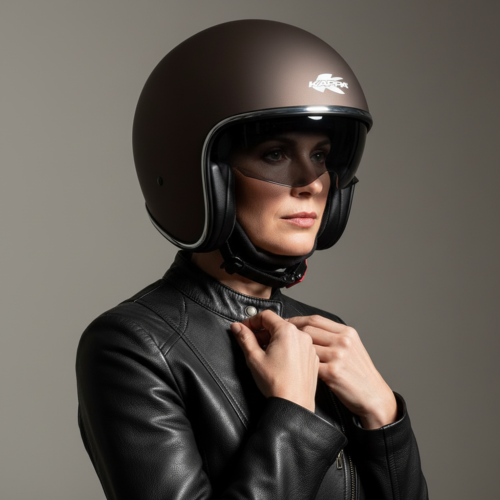 Casco Jet in Fibra Kappa KV29 Philadelphia Basic Tabacco Opaco - Moon Bike - Vista 11