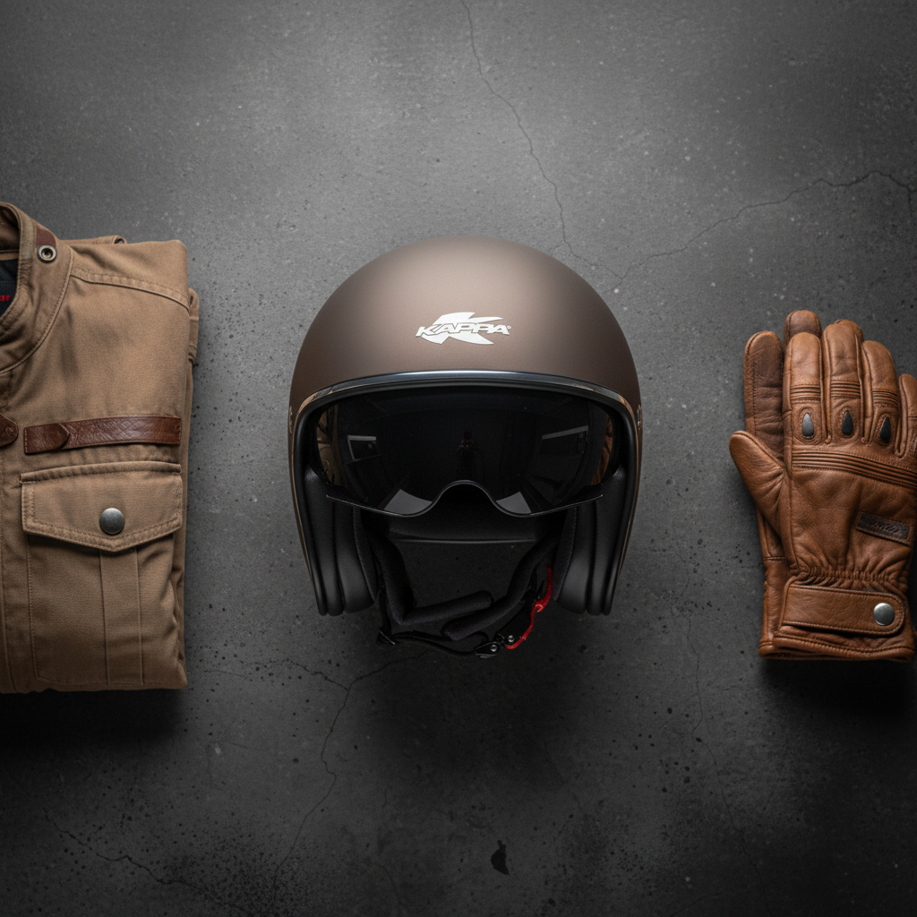 Casco Jet in Fibra Kappa KV29 Philadelphia Basic Tabacco Opaco - Moon Bike - Vista 9