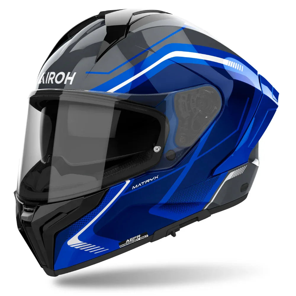 Airoh Casco Matryx Wide Blue Gloss - Airoh Blu Caschi integrali - Moon Bike - Vista 1