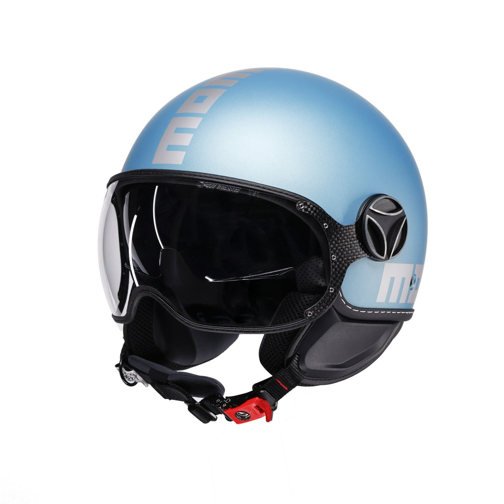 Casco Momo Design FGTR EVO Blu Primavera Silver - vista laterale