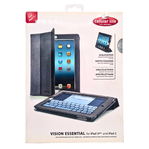 Cellular Line Vision Essential Custodia Nera iPad 2 / 3 / 4 – Flip Cover Stand Sleep Mode
