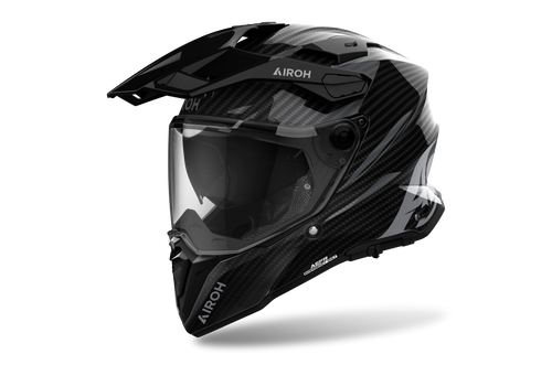 Airoh Commander 2 Full Carbon carbonio lucido casco adventure, tre quarti anteriore destra, visiera chiusa