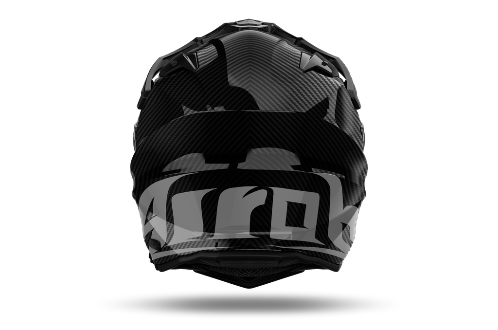 Airoh Commander 2 Full Carbon carbonio lucido casco adventure, vista posteriore, logo Airoh sulla nuca